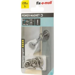 Suki Topfmagnet Neodym mit Öse Ø 20 x 37 mm, Gewindebuchse M4, silber
