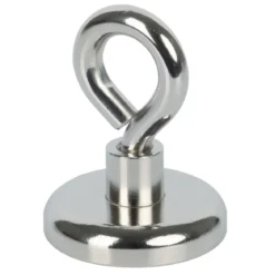 Suki Topfmagnet Neodym mit Öse Ø 32 x 44 mm, Gewindebuchse M6, silber