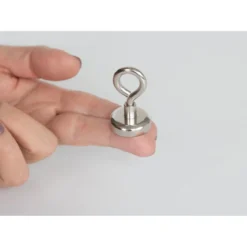 Suki Topfmagnet Neodym mit Öse Ø 25 x 42 mm, Gewindebuchse M5, silber