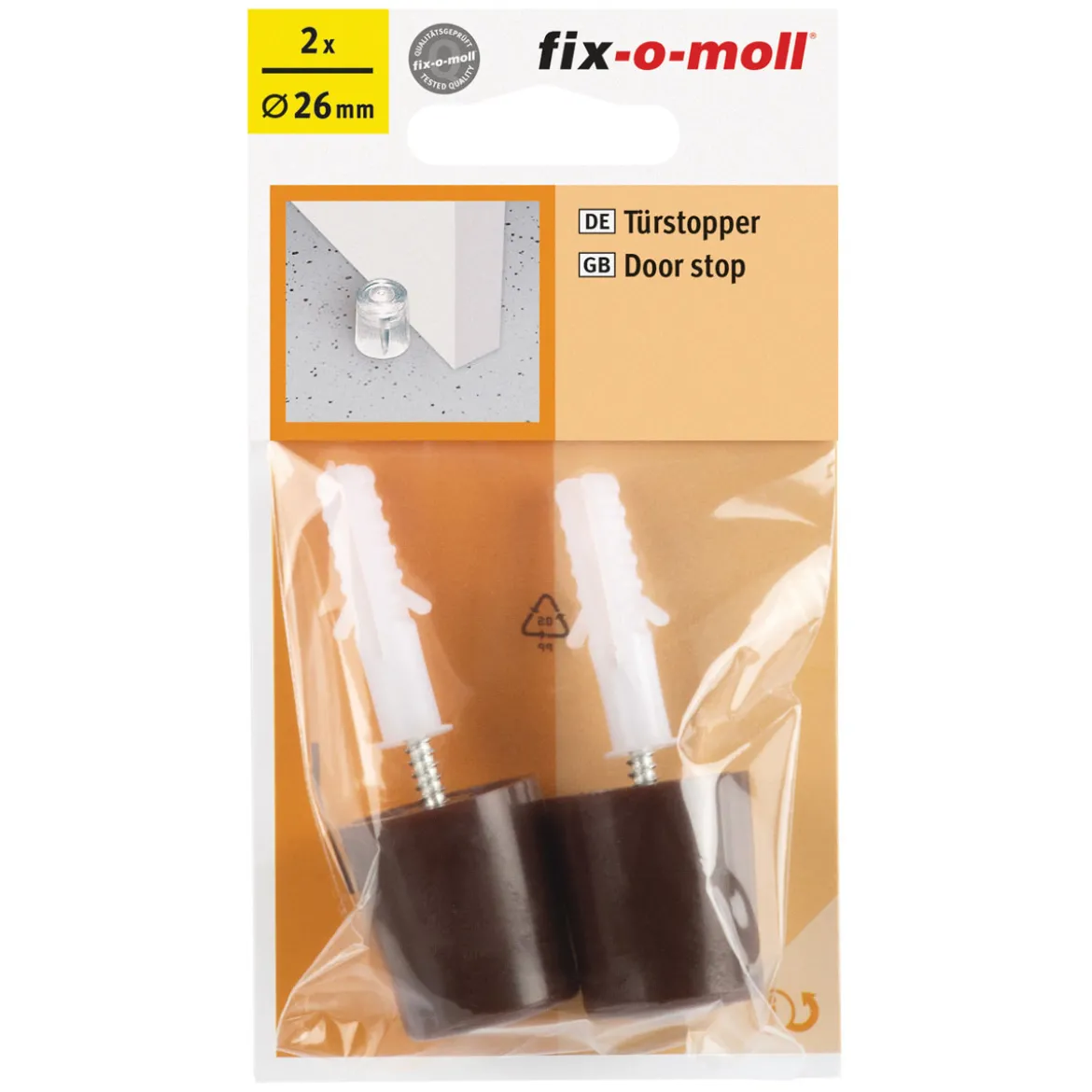Suki Türstopper mit Schraube 2,6 cm braun 2 Stück