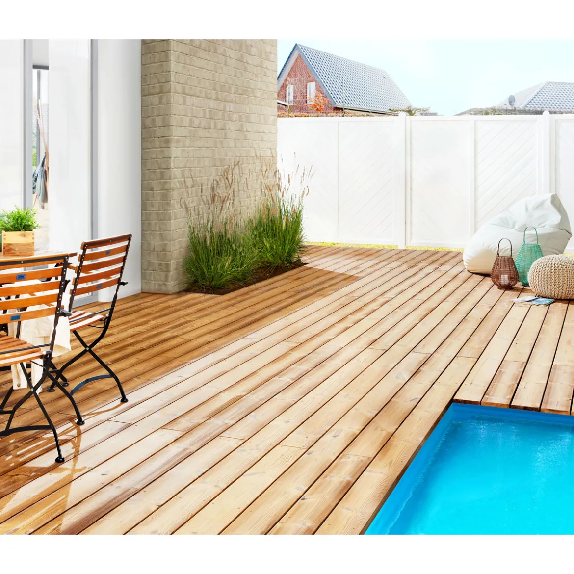 Terrassendiele Thermo Kiefer Terrass. 25x140x3900 mm geriffelt / glatt