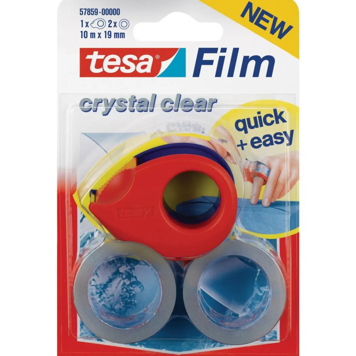 Tesa Abroller mit 2 Rollen kristall-klar