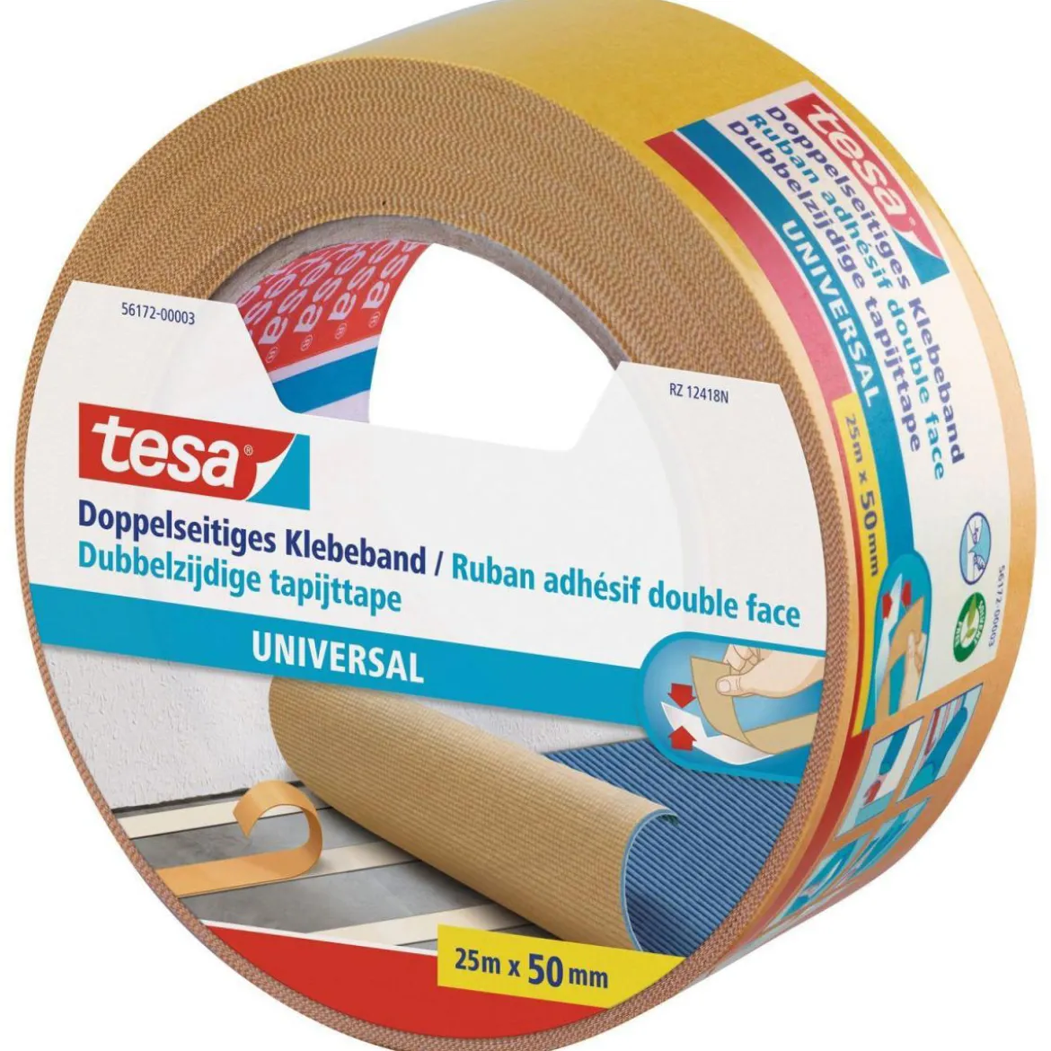 Tesa Doppelseitiges Klebeband universal 25 m x 50 mm