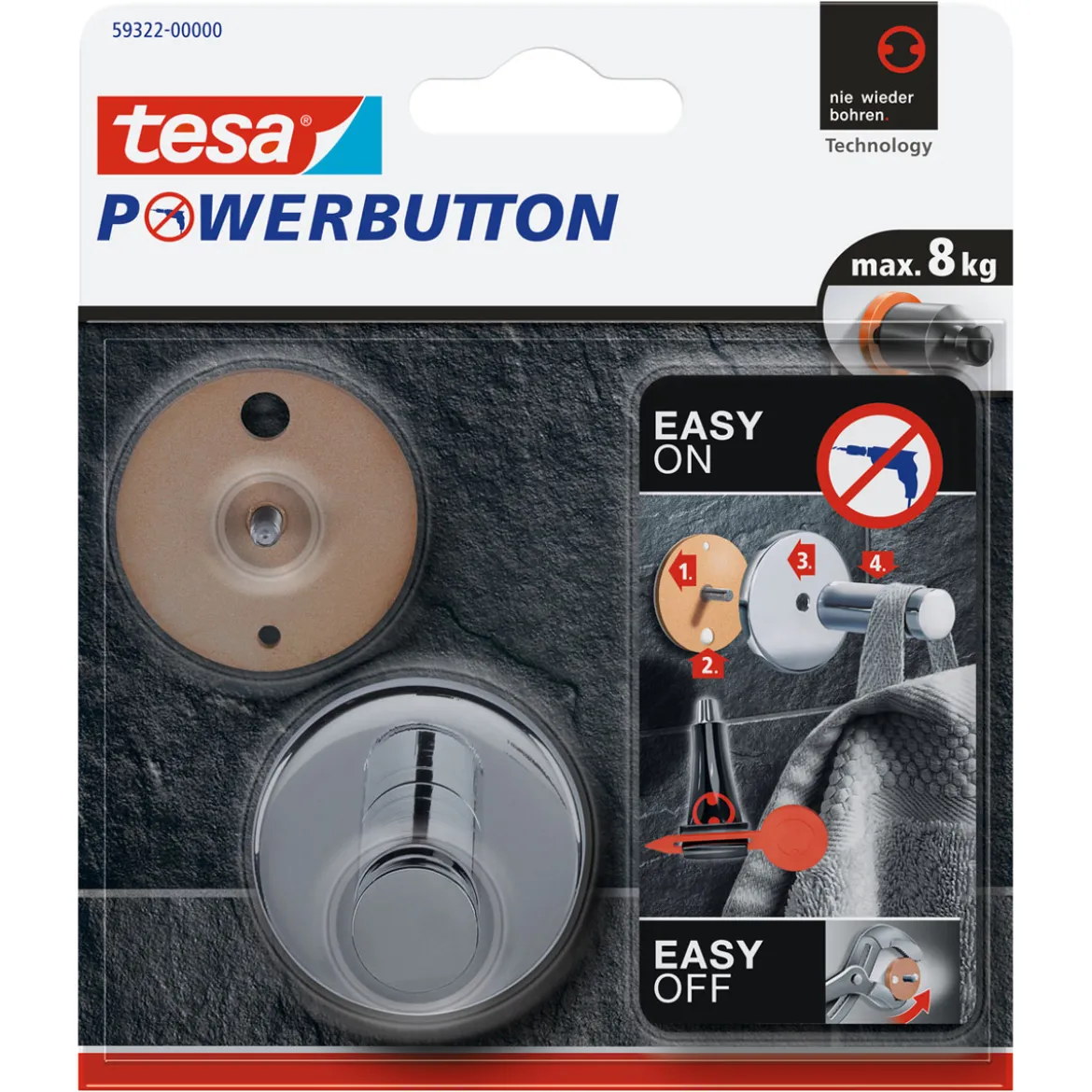 Tesa Haken Powerbutton universal Large
