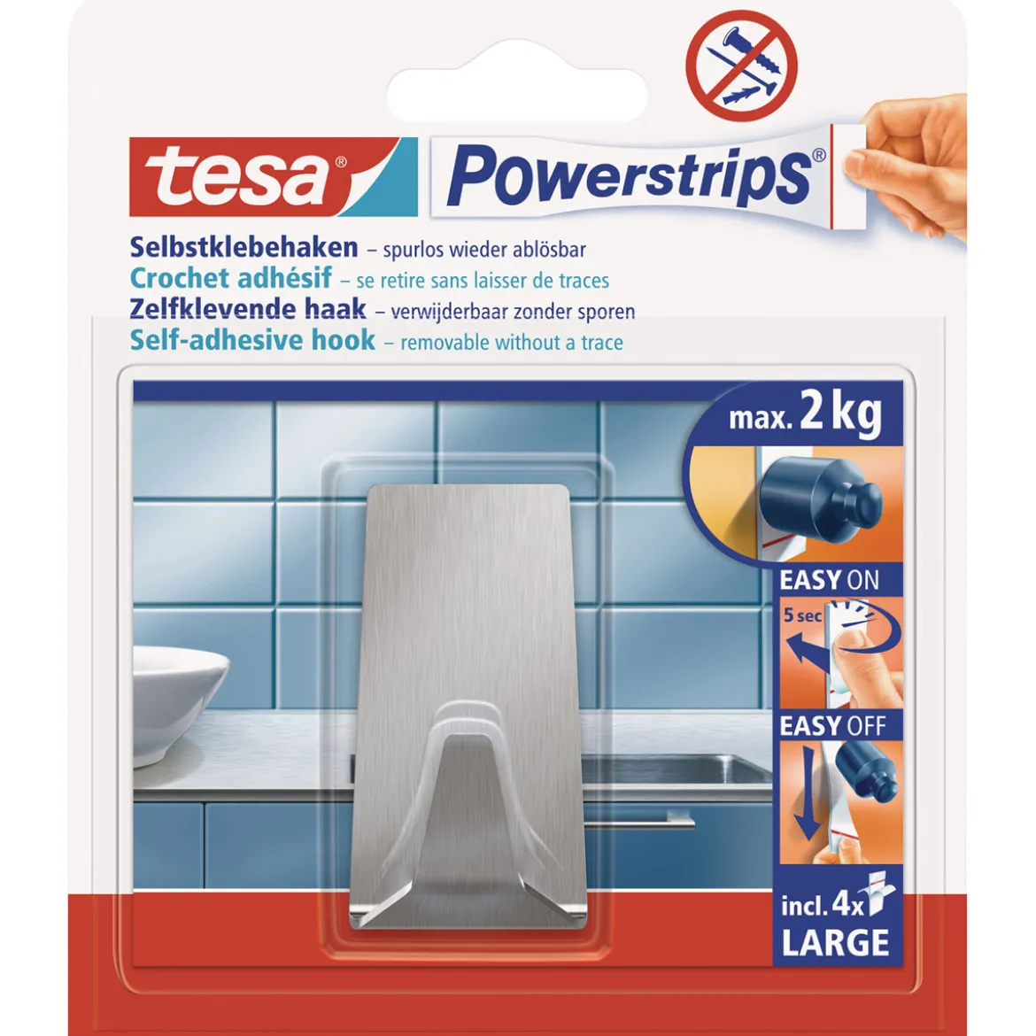 Tesa Haken Powerstrips Large Rechteckig Metall
