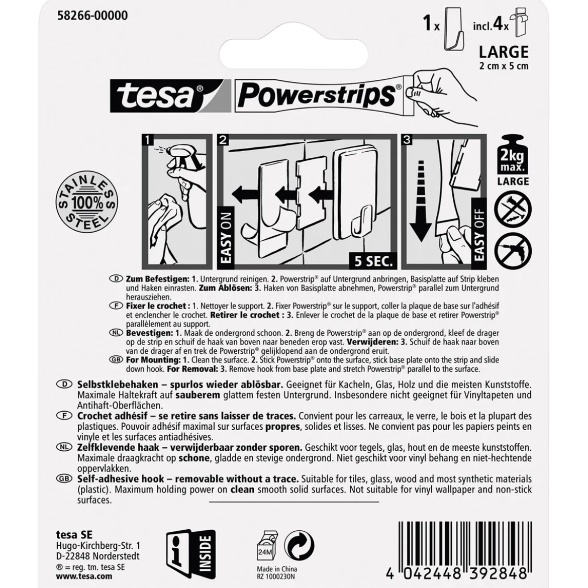 Tesa Haken Powerstrips Large Rechteckig Metall