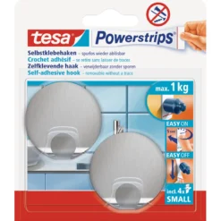 Tesa Haken Powerstrips Small Rund Metall