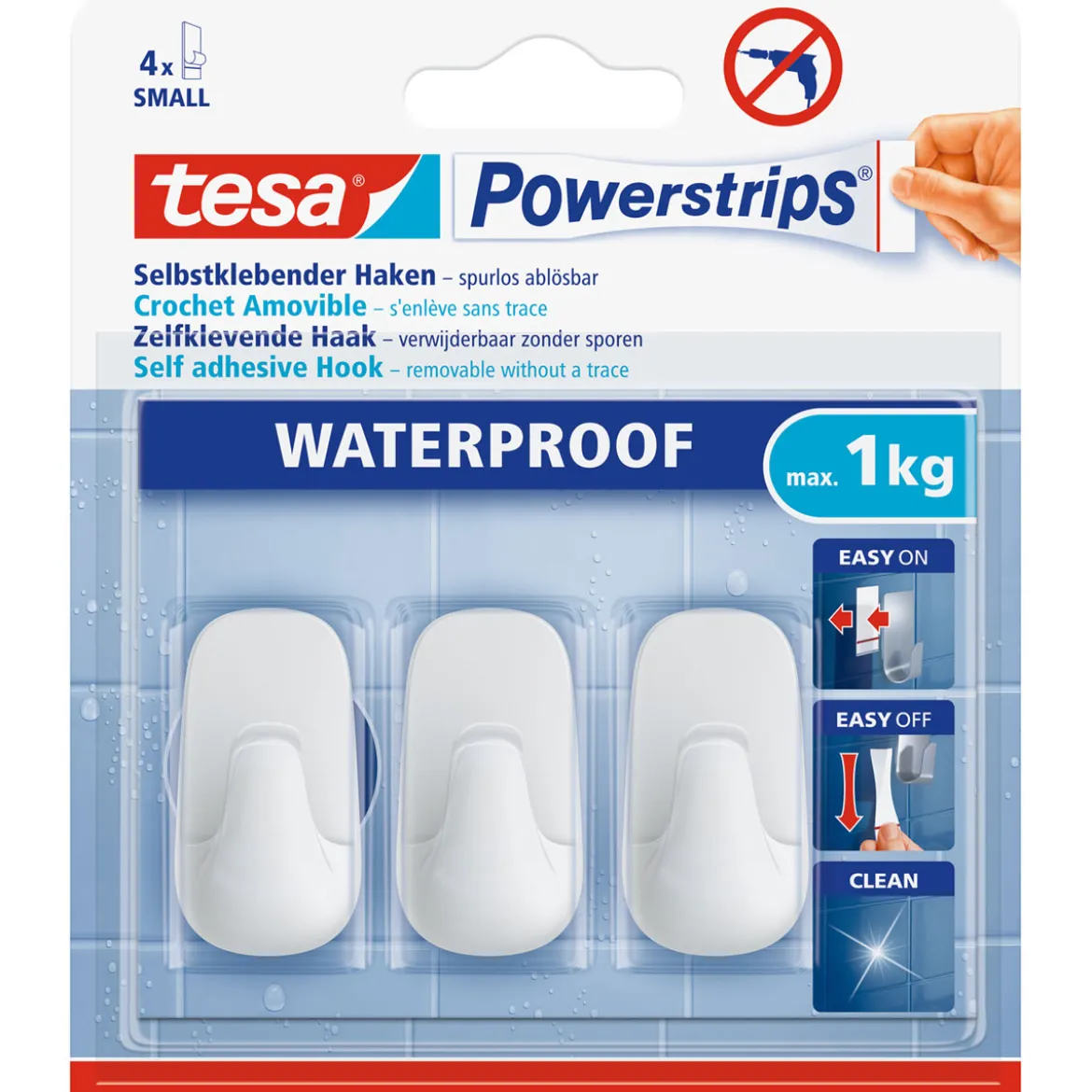 Tesa Haken Powerstrips Waterproof Small