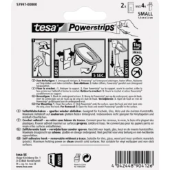 Tesa Haken Powertstripe Small Metallic Rechteck 2 Haken und 4 Strips