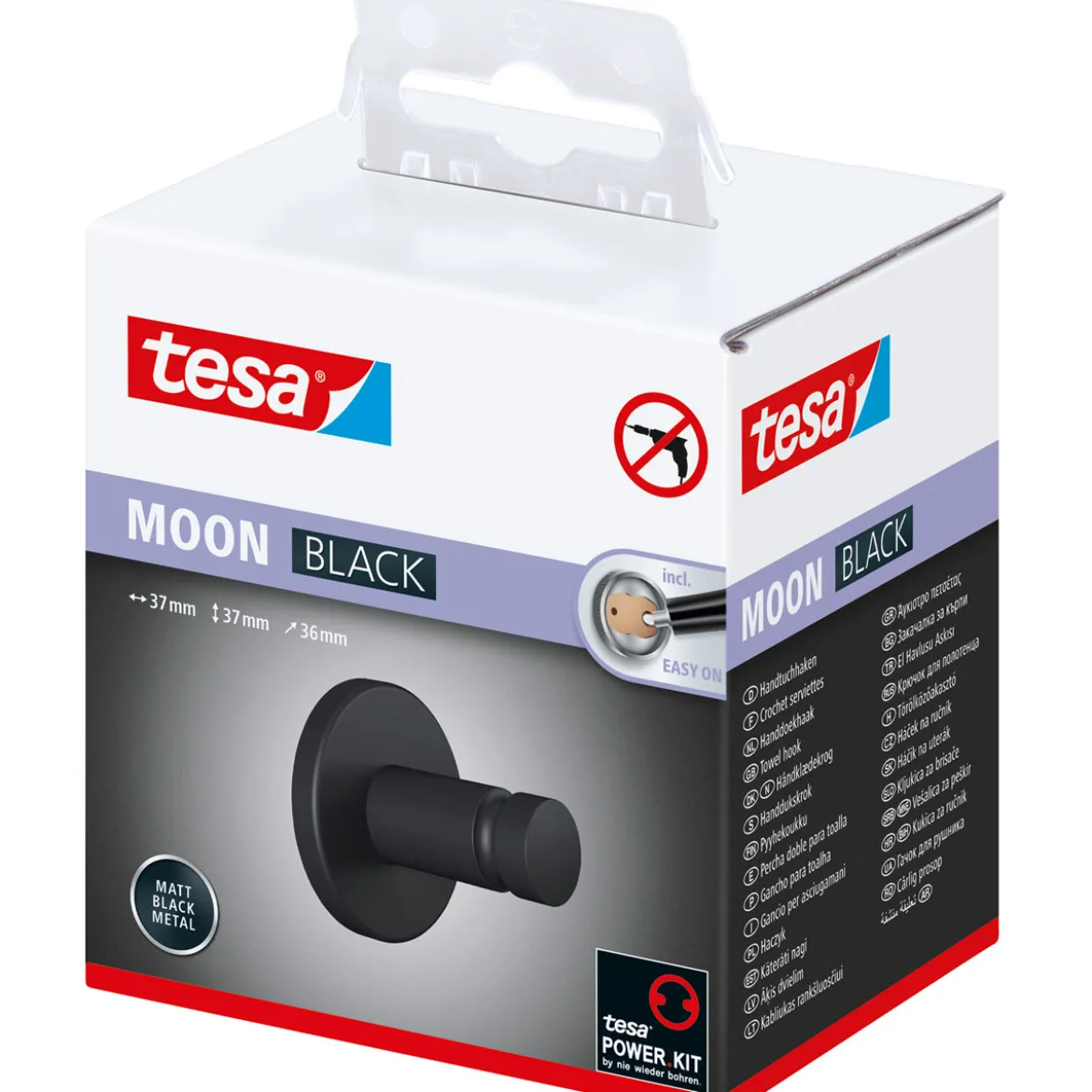 Tesa Handtuchhaken Moon mattschwarz