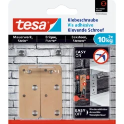Tesa Klebeschraube für Mauerwerk viereckig 2 Stück Traglast 2 x 10 kg