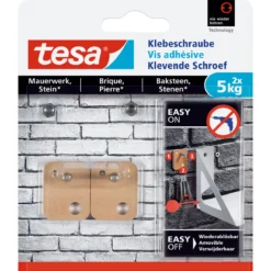 Tesa Klebeschraube für Mauerwerk viereckig 2 Stück Traglast 2 x 5 kg