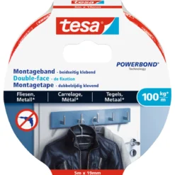 Tesa Montageband für Fliesen 5 m x 19 mm Traglast 100 kg