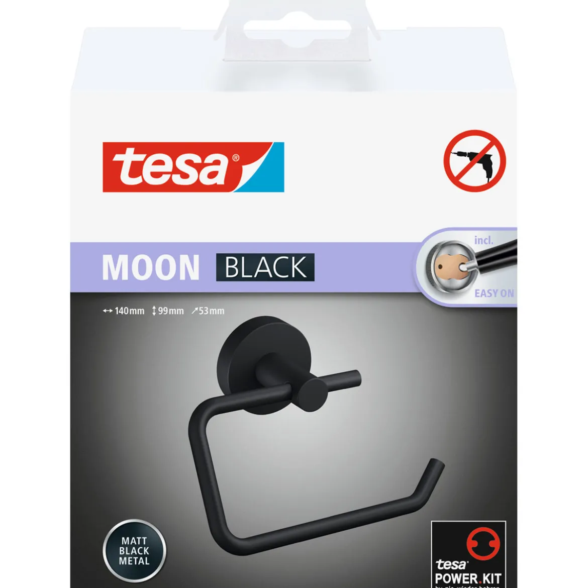 Tesa Papierrollenhalter Moon mattschwarz