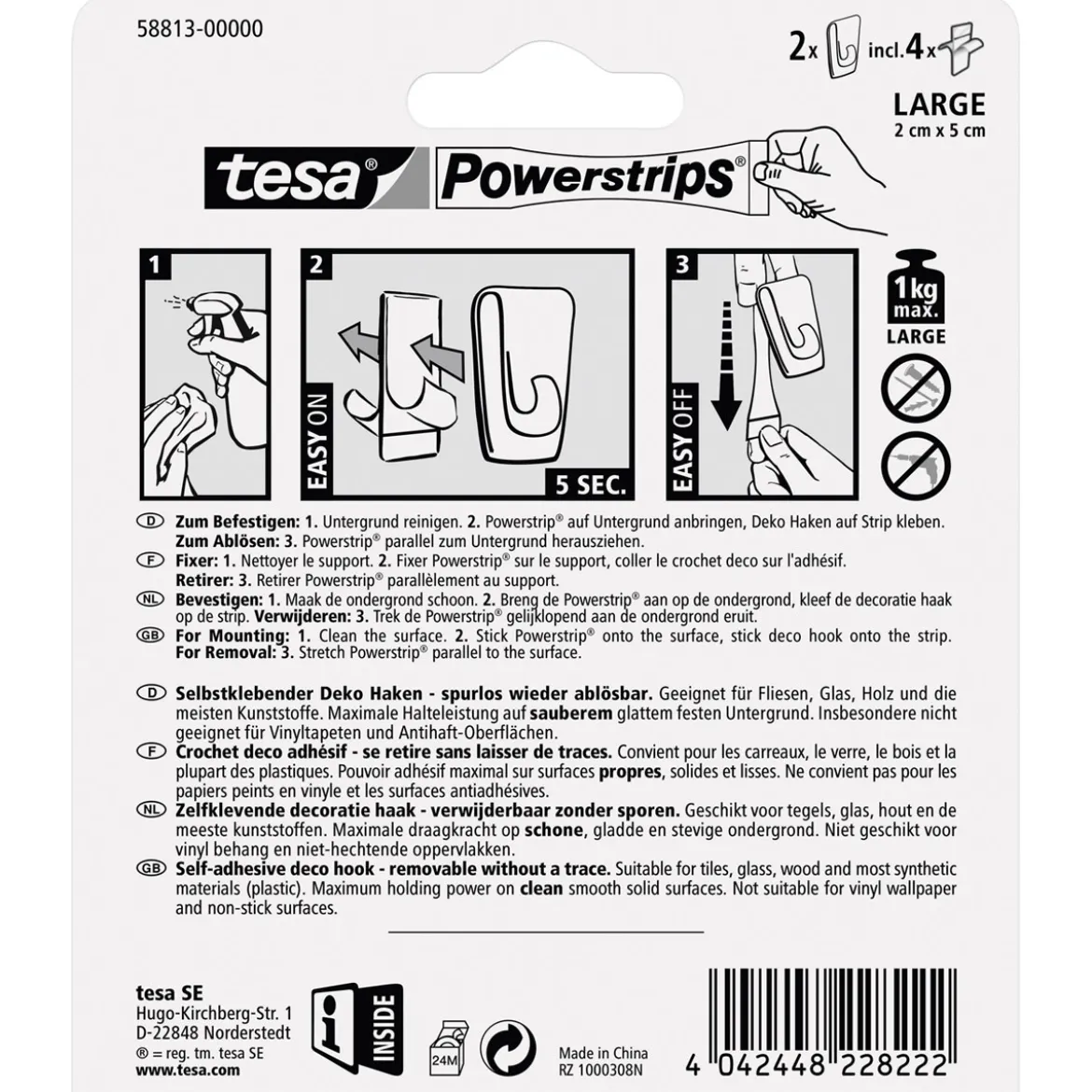 Tesa Powerstrips Klebehaken Transparent