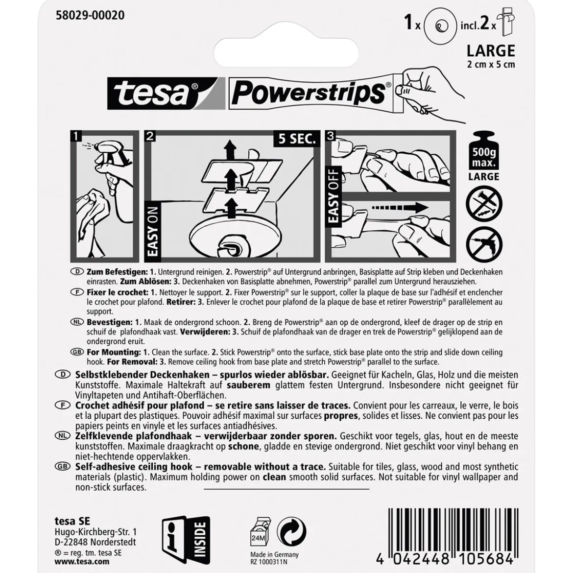 Tesa Power-Strips Zimmerdecken-Haken