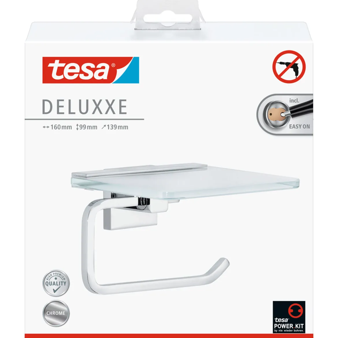 Tesa Toilettenrollenhalter mit Ablage Deluxxe