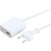 USB Ladeadapterverlaengerung 2,5m1xUSB-A 1xUSB-C weiss/grau