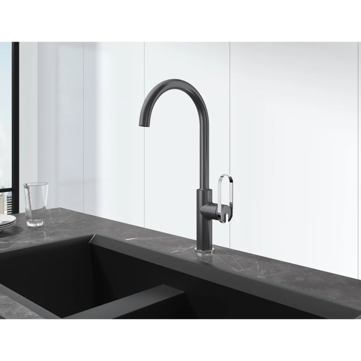 Valblue Spültischarmatur Milano chrom schwarz