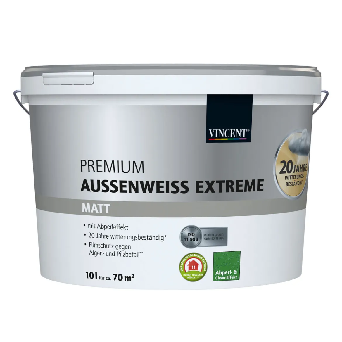 Vincent Fassadenfarbe Premium Aussenweiss Extreme matt 10 L