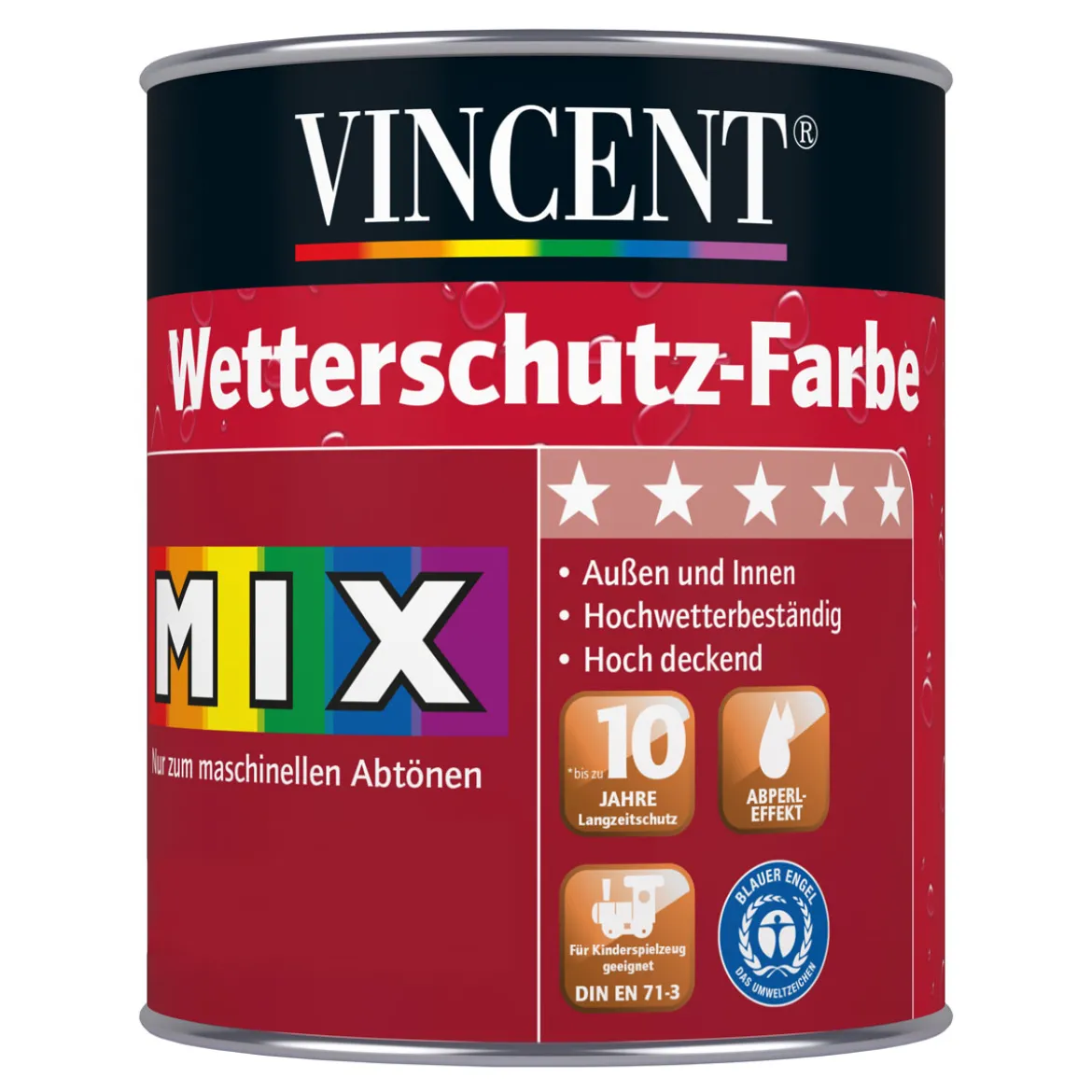 VincentHolzschutzWetterschutzfarbe MIX IT! seidenmatt 2,5 l