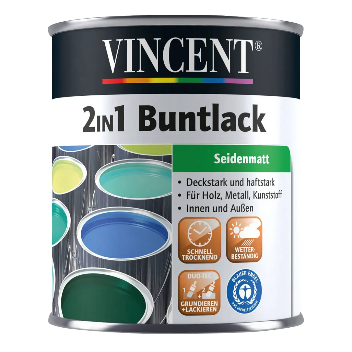 Vincent 2in1 Buntlack Lichtgrau seidenmatt 125 ml