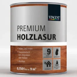 Vincent Premium Holzlasur Grau 0,75 L