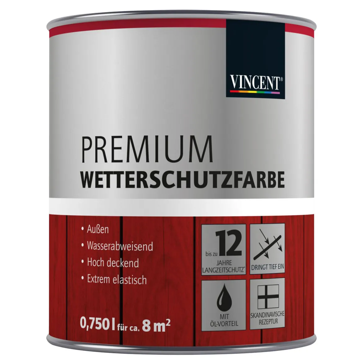 Vincent Premium Wetterschutzfarbe Schokobraun 0,75 L