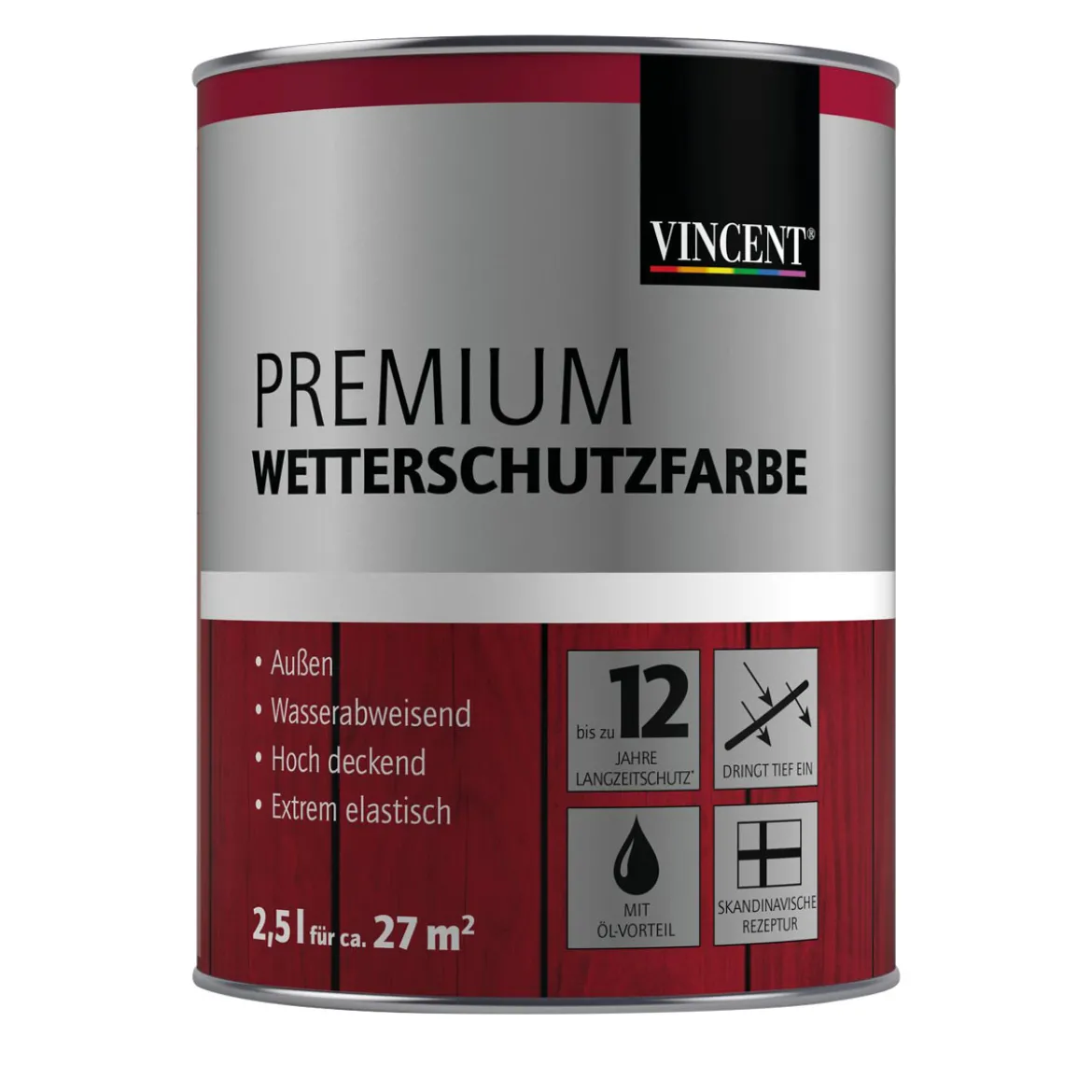 Vincent Premium Wetterschutzfarbe Reinweiß 2,5 L