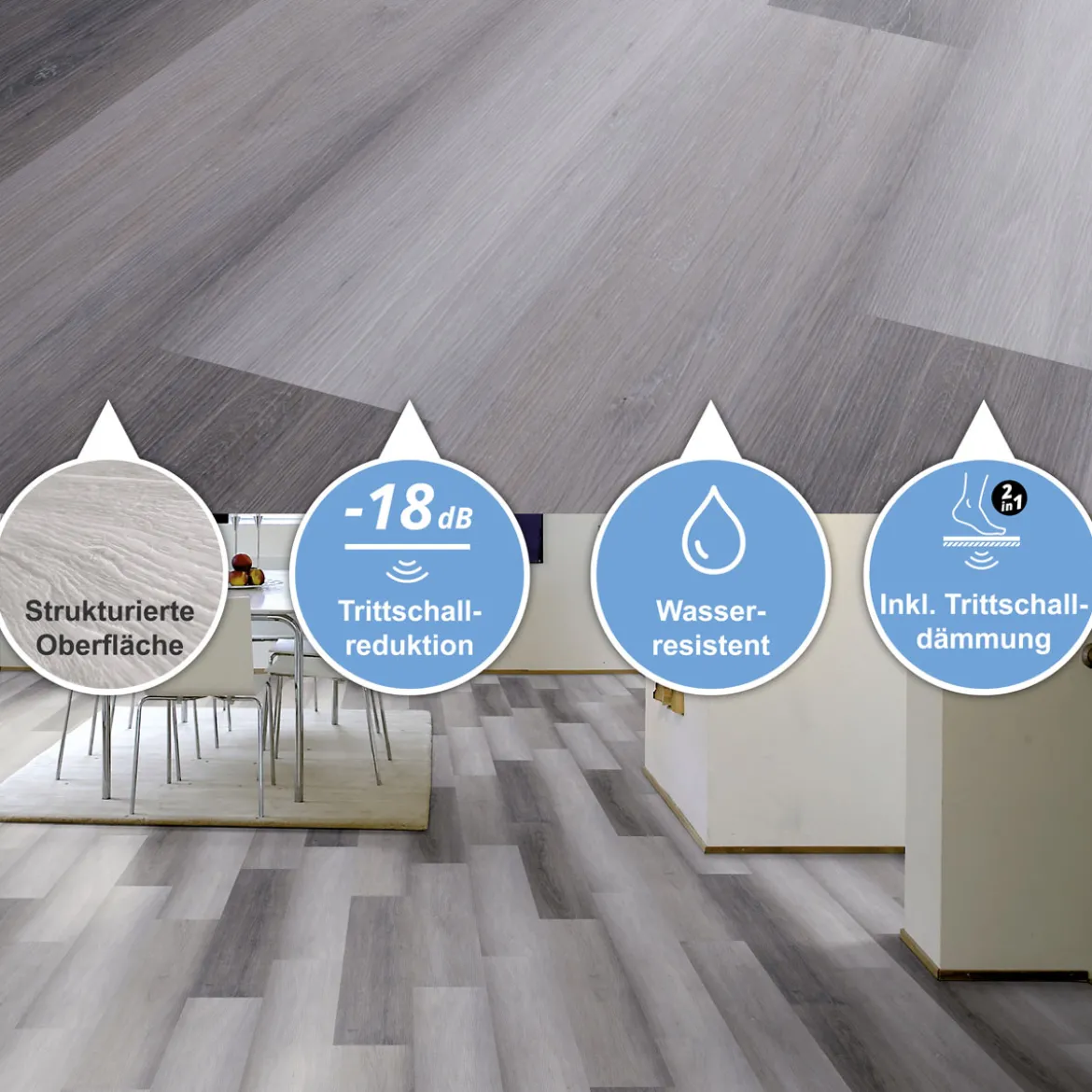 Vinyl SPC Eiche Grauwald 1220 x 181 x 4,5mm