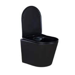 Wand-WC-Set Nakia mattschwarz spuelrand-los inkl. Deckel m. Absenkautomatik