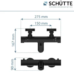 Wannentherm. London,schwarz-matt, 1/2Verbruehschutz und Wassersparfunktion