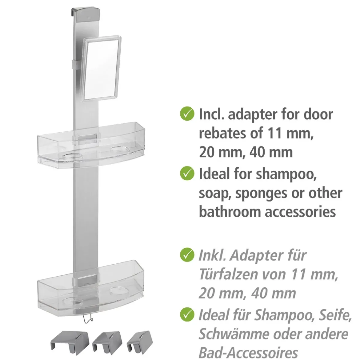 Wenko Duschcaddy Premium mit 2 Ablagen und Edelstahl-Haken