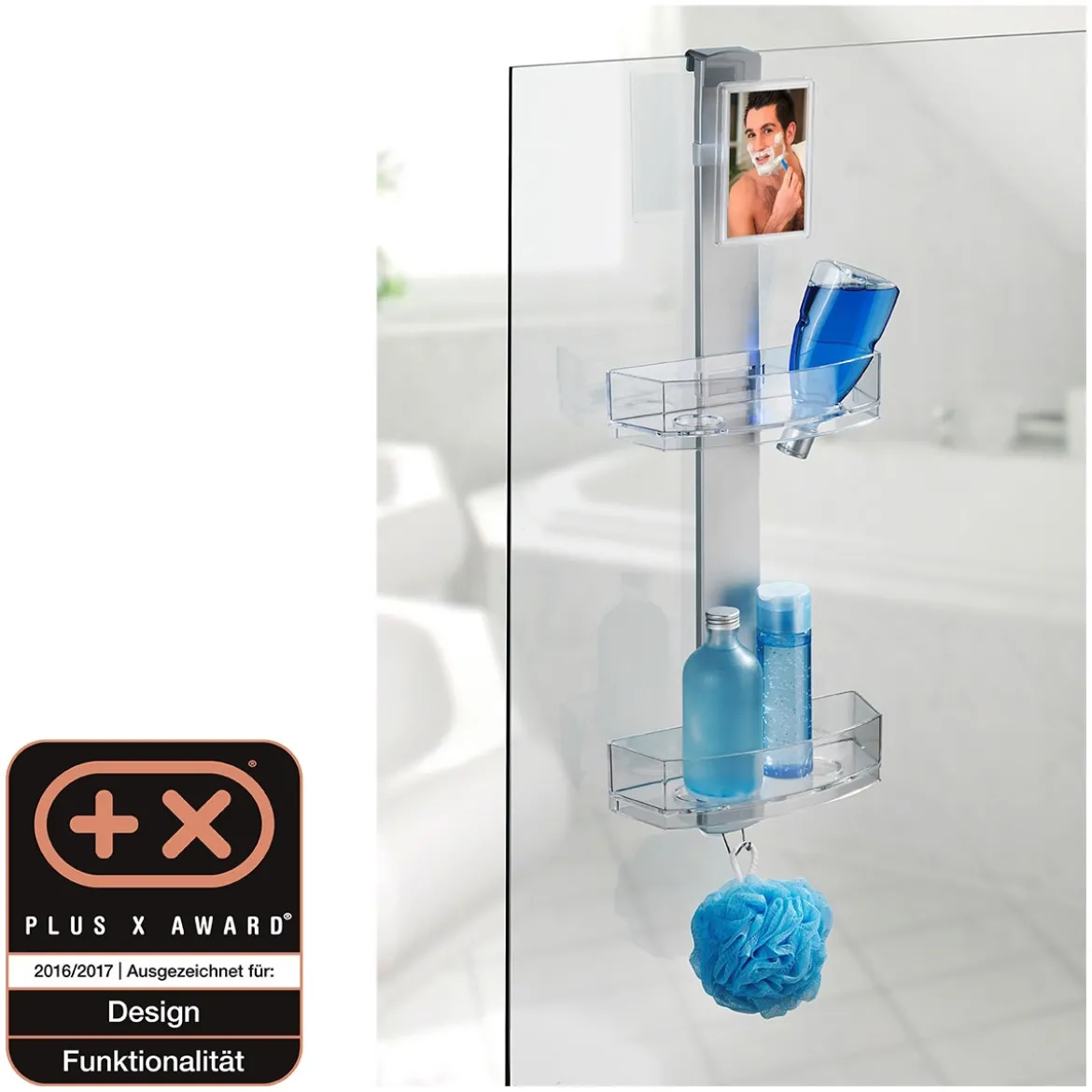 Wenko Duschcaddy Premium mit 2 Ablagen und Edelstahl-Haken