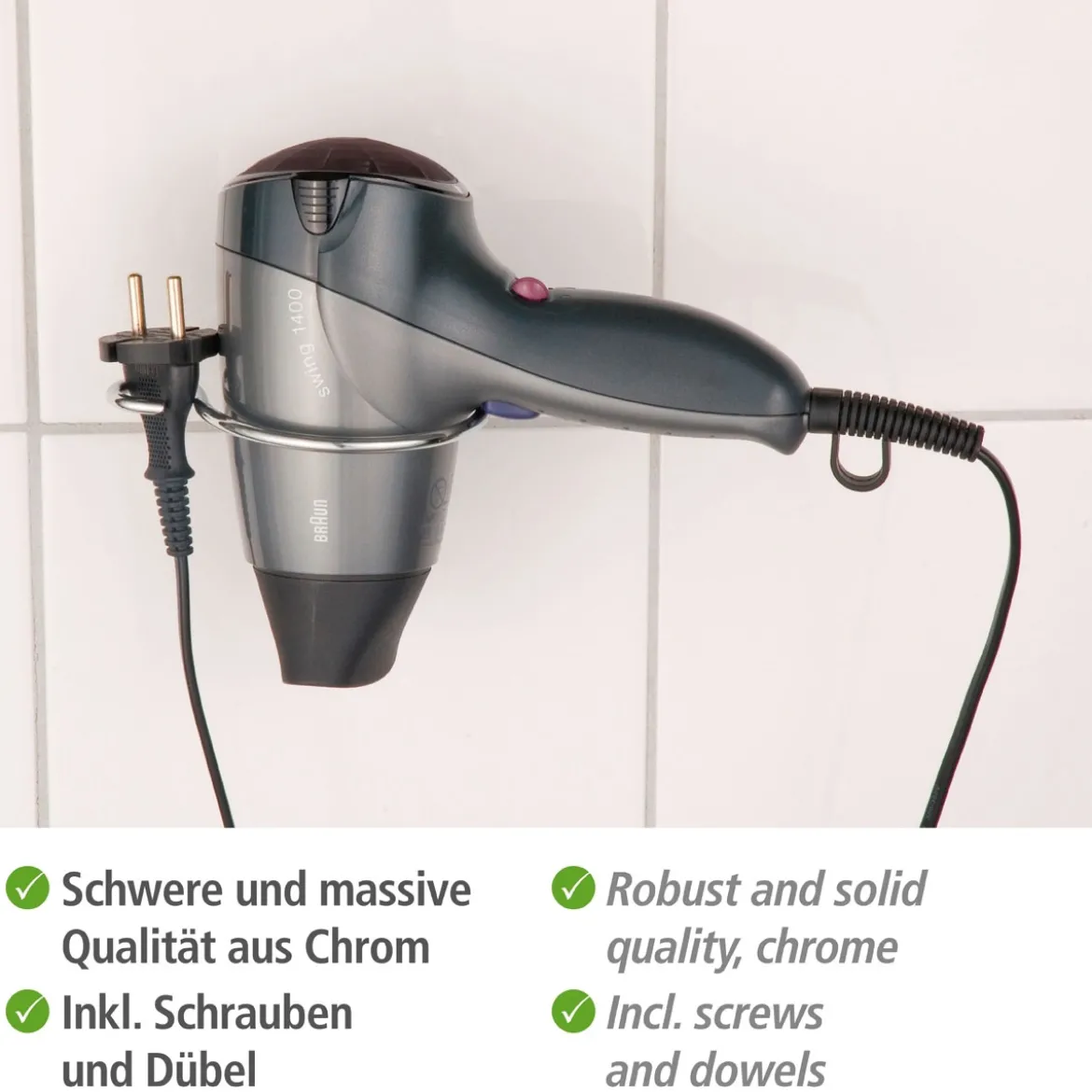 Wenko Haartrocknerhalter Milano Chrom