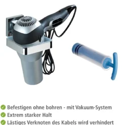 Wenko Haartrocknerhalter Quadro Befestigen ohne bohren Vacuum-Loc