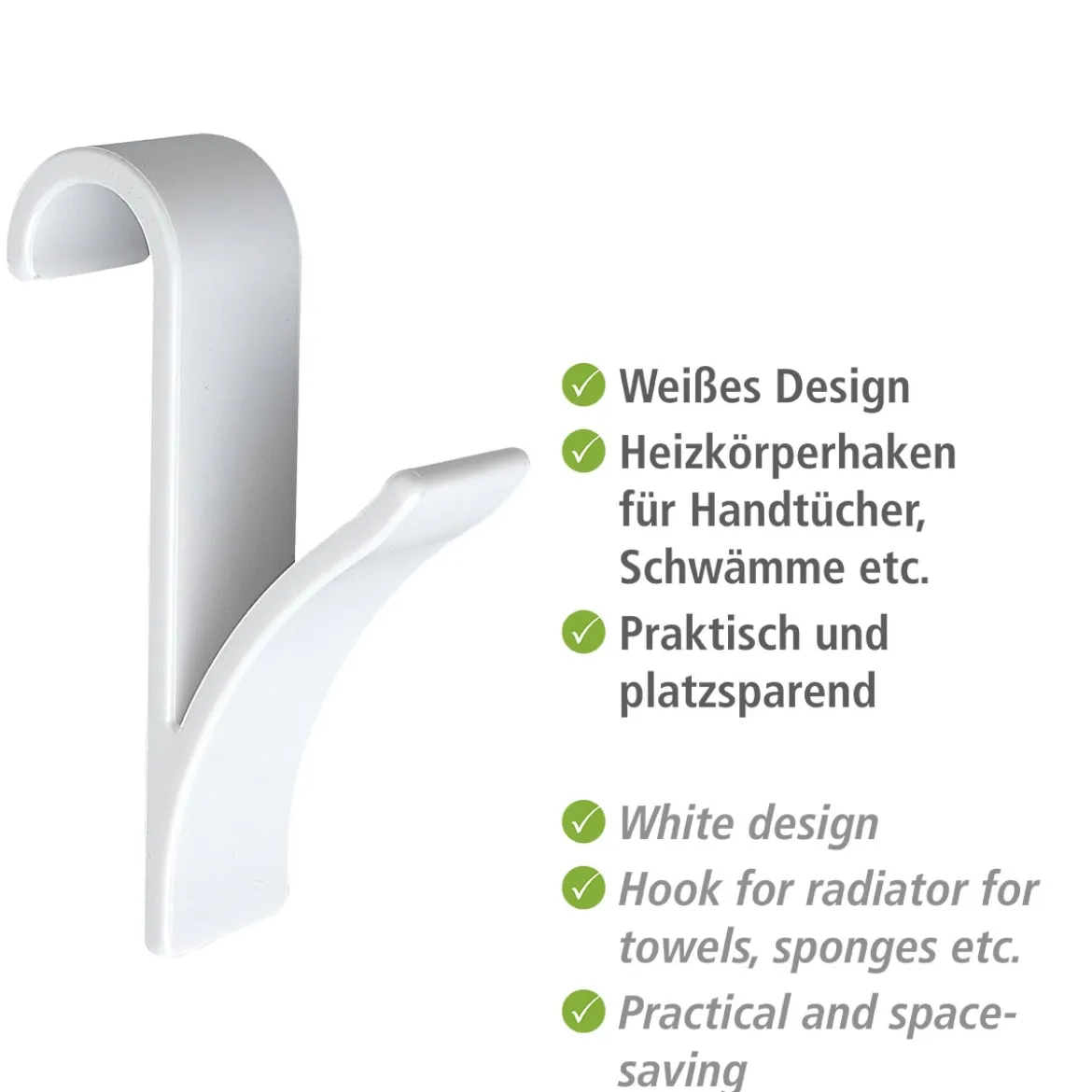 Wenko Haken für Handtuchheizkörper weiß 2er Set