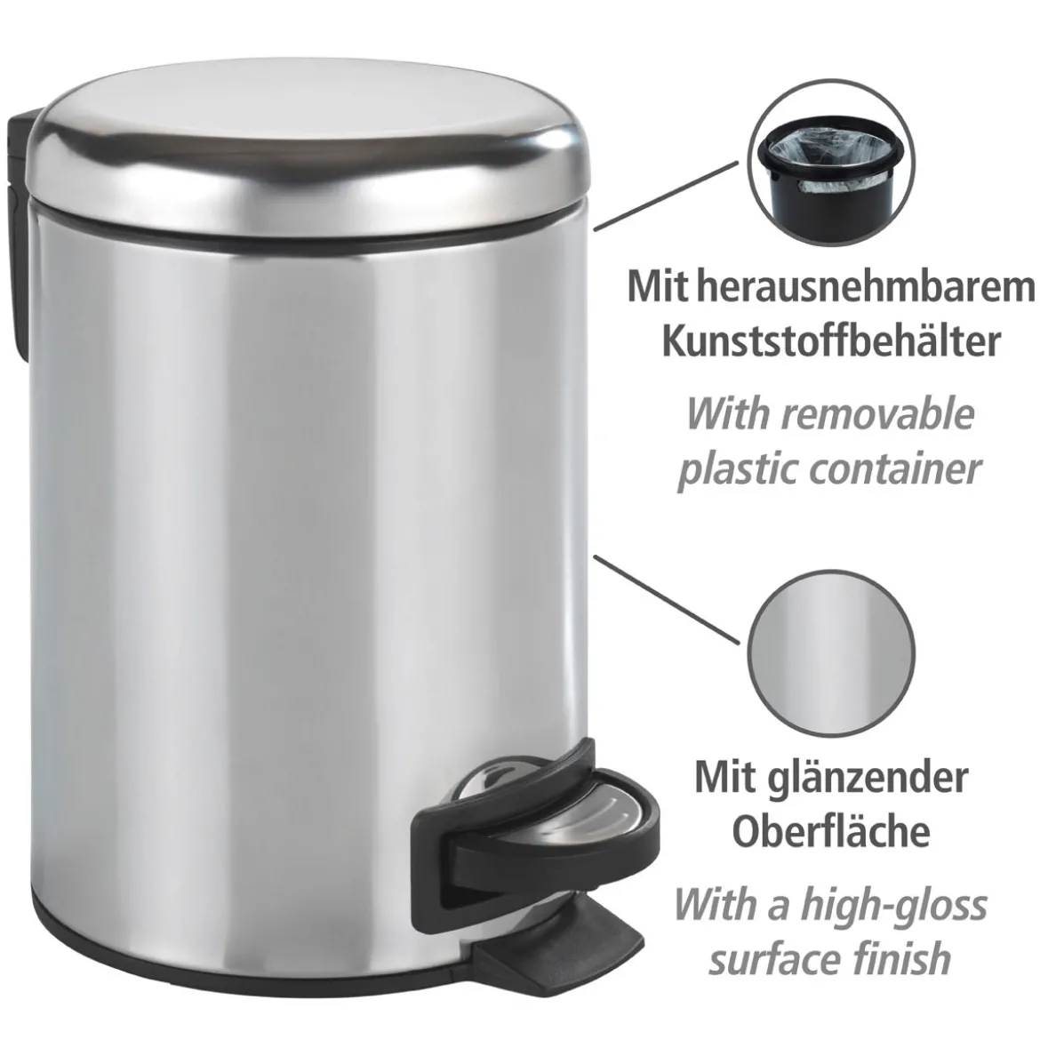 Wenko Kosmetik Treteimer Leman 3 L