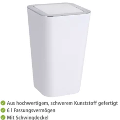 Wenko Schwingdeckeleimer Candy weiß 6 L