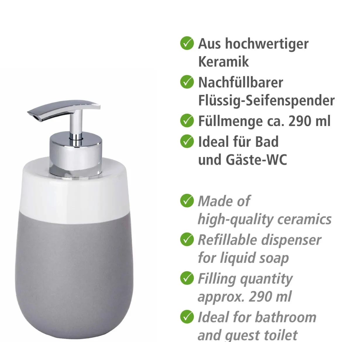 Wenko Seifenspender Malta grau/weiß 290 ml