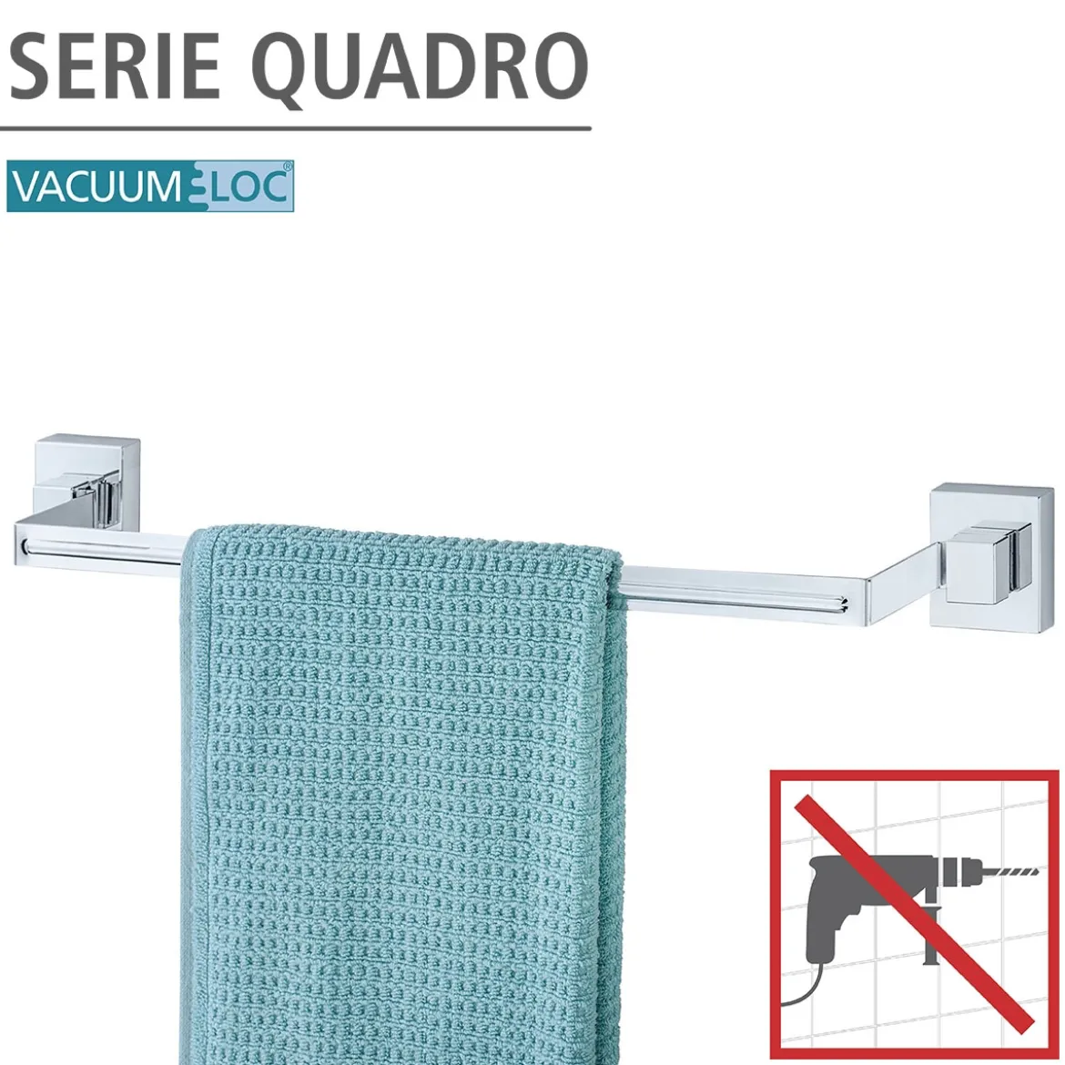 Wenko Vacuum-Loc Badetuchstange Uno Quadro