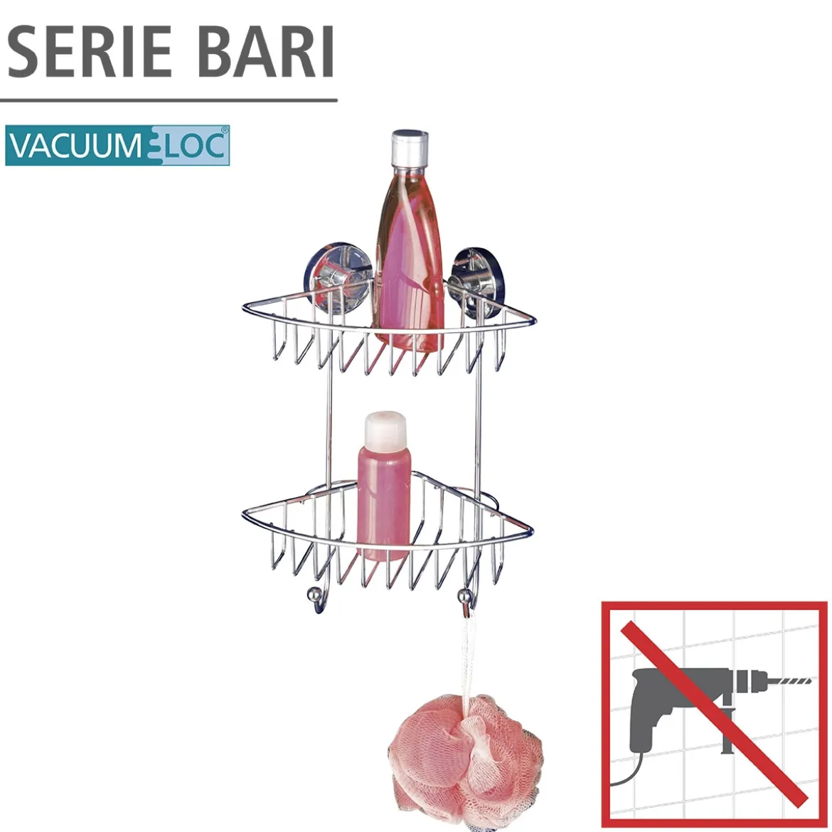 Wenko Vacuum-Loc Eckregal Bari 2 Etagen