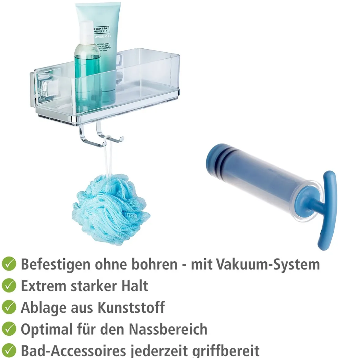 Wenko Vacuum-Loc Wandablage Quadro mit Haken