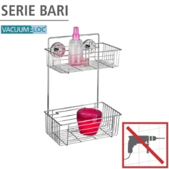 Wenko Vacuum-Loc Wandregal Bari 2 Etagen