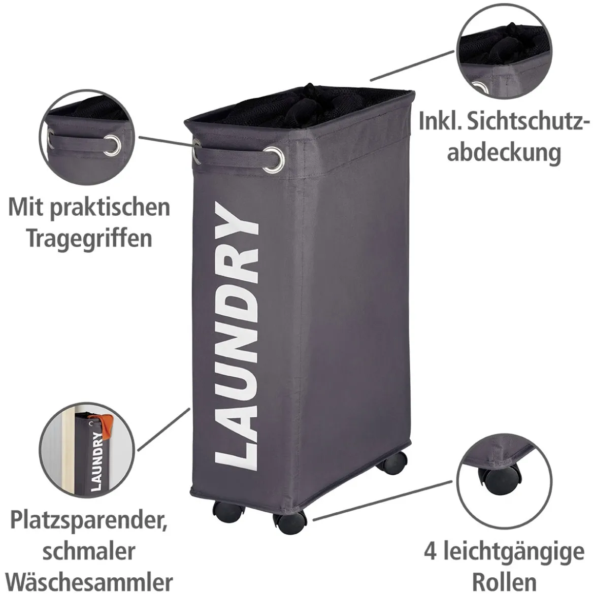 Wenko Wäschesammler Corno grau 43 l