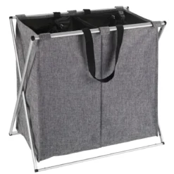 Wenko Wäschesammler Duo grau meliert 120 l