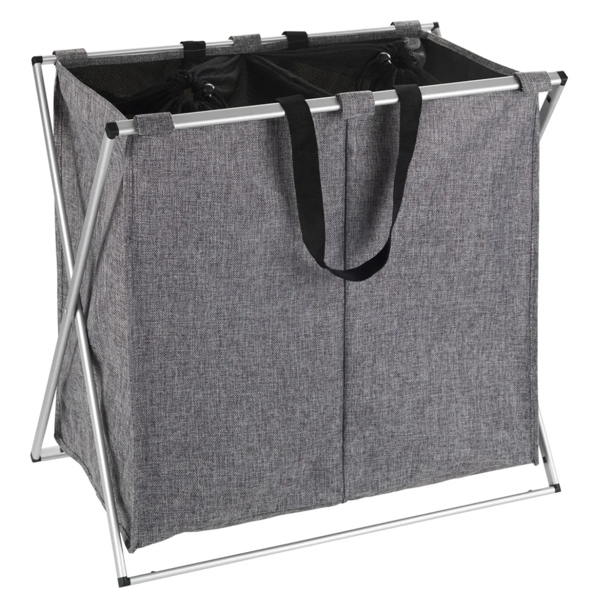 Wenko Wäschesammler Duo grau meliert 120 l