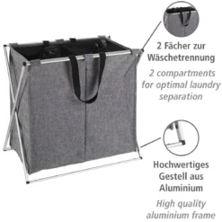 Wenko Wäschesammler Duo grau meliert 120 l