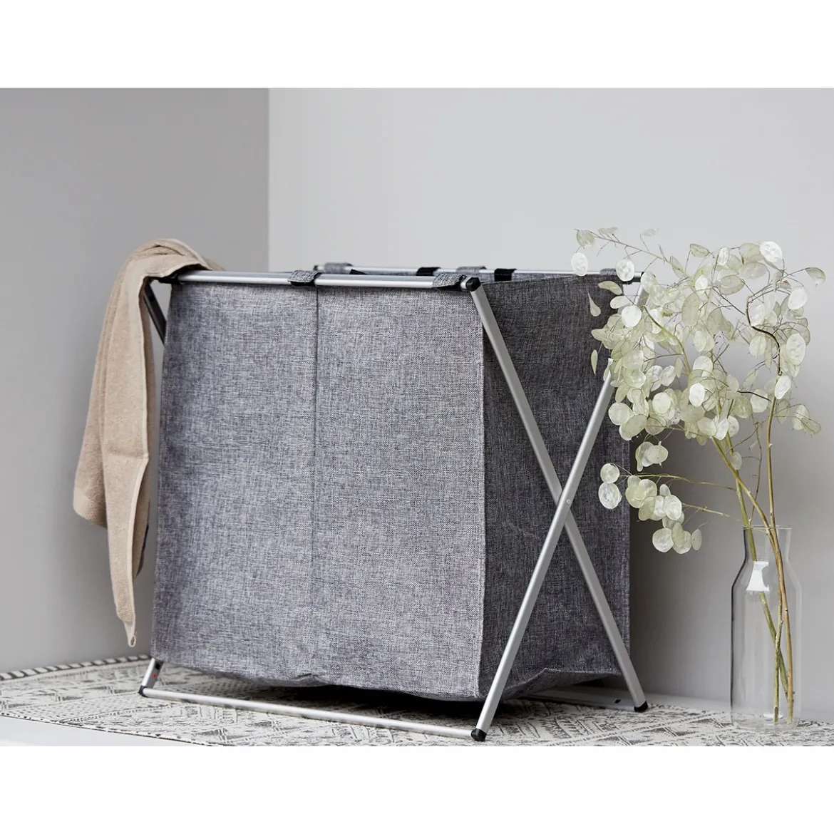 Wenko Wäschesammler Duo grau meliert 120 l