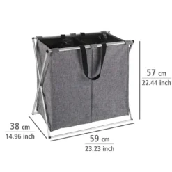 Wenko Wäschesammler Duo grau meliert 120 l